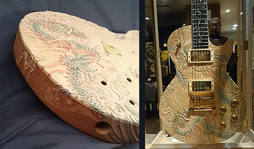 木彫りギターの写真