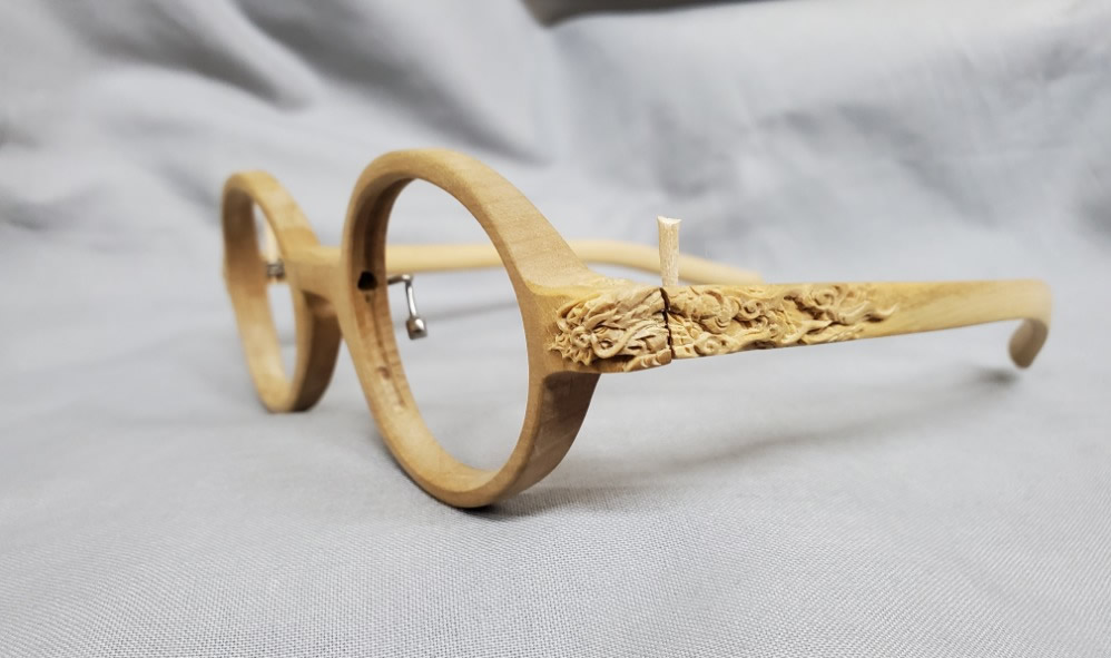 ウッドフレーム彫り　龍　阿吽