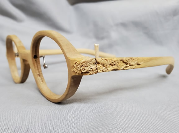 ウッドフレーム彫り　龍　阿吽